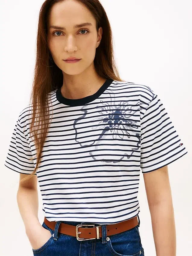 Abstract Floral Print Stripe T-Shirt Abstract Floral Print Stripe T-Shirt