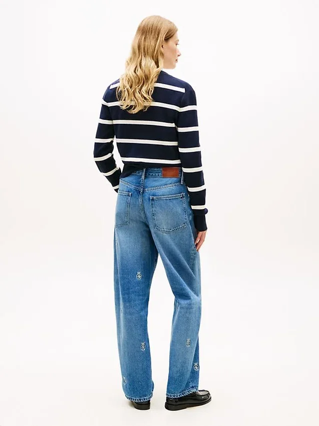Allover Crest Mid-Rise Barrel Jean Allover Crest Mid-Rise Barrel Jean