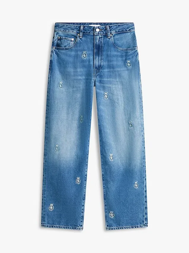 Allover Crest Mid-Rise Barrel Jean Allover Crest Mid-Rise Barrel Jean