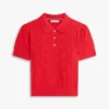 Allover Flag Logo Pointelle Sweater Polo Allover Flag Logo Pointelle Sweater Polo