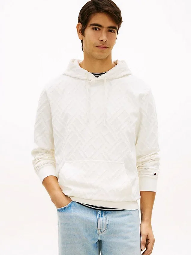 Allover Flag Logo Velour Jacquard Hoodie Allover Flag Logo Velour Jacquard Hoodie
