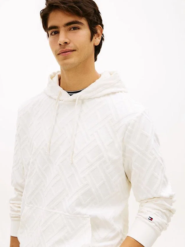 Allover Flag Logo Velour Jacquard Hoodie Allover Flag Logo Velour Jacquard Hoodie