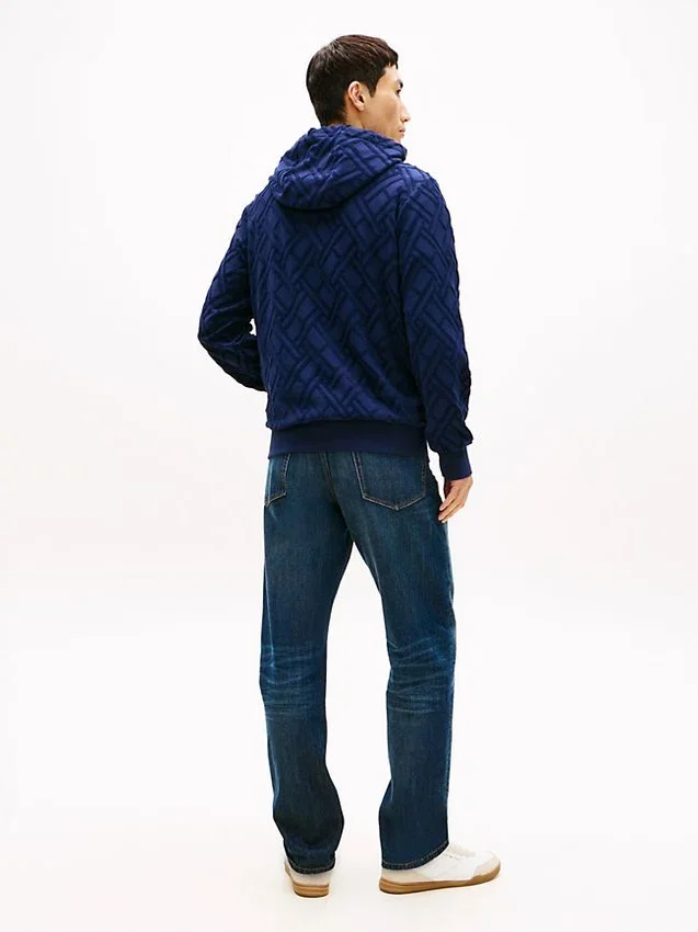 Allover Flag Logo Velour Jacquard Hoodie Allover Flag Logo Velour Jacquard Hoodie