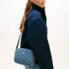 Allover Flag Print Denim Crossbody Bag
