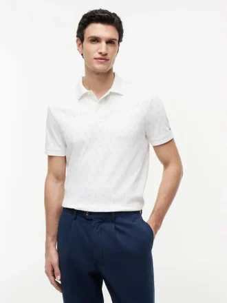Allover Flag Print Interlock Polo