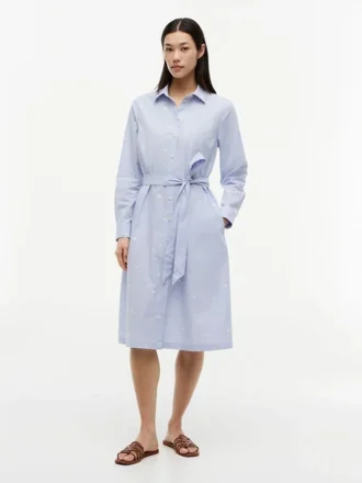 Allover Floral Striped Midi Shirtdress
