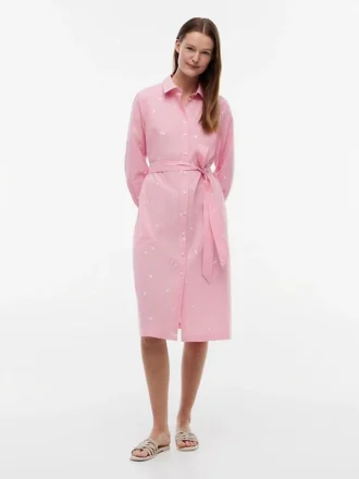 Allover Floral Striped Midi Shirtdress