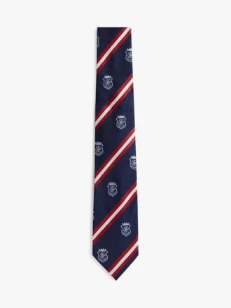 Allover Monogram Crest Striped Silk Tie