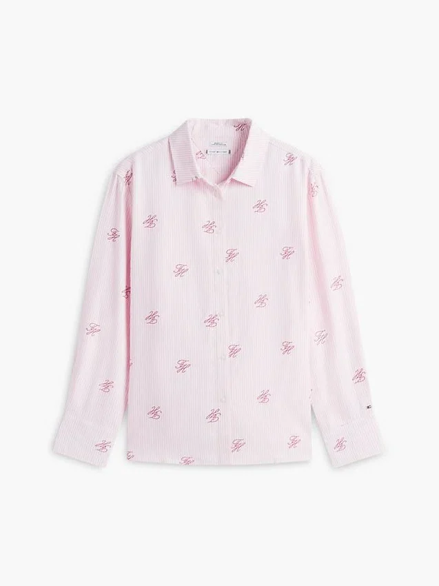Allover Monogram Linen-Blend Shirt Allover Monogram Linen-Blend Shirt