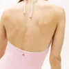 Allover Script Monogram Halter Swimsuit