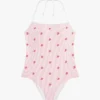 Allover Script Monogram Halter Swimsuit