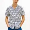 Allover Script Monogram Linen Camp Shirt