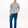 Allover Script Monogram Linen Camp Shirt