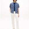 Allover Script Monogram Linen Camp Shirt