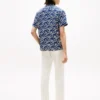 Allover Script Monogram Linen Camp Shirt