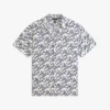 Allover Script Monogram Linen Camp Shirt