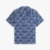 Allover Script Monogram Linen Camp Shirt