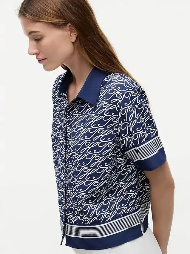 Allover Script Monogram Voile Shirt Allover Script Monogram Voile Shirt