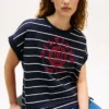 Arch Logo Striped Dolman Sleeve T-Shirt