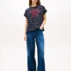 Arch Logo Striped Dolman Sleeve T-Shirt