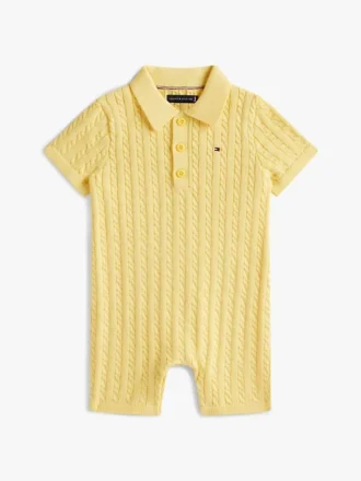 Babies’ Cable Knit Polo Shortall