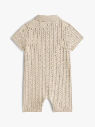 Babies’ Cable Knit Polo Shortall