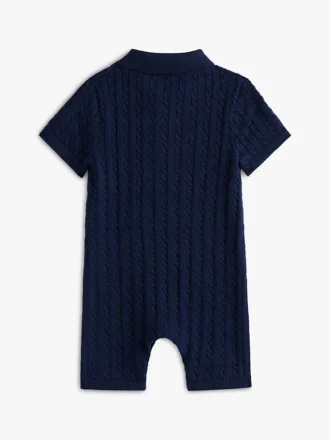 Babies’ Cable Knit Polo Shortall
