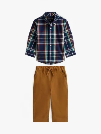Babies’ Plaid Shirt and Pant Set Babies’ Plaid Shirt and Pant Set