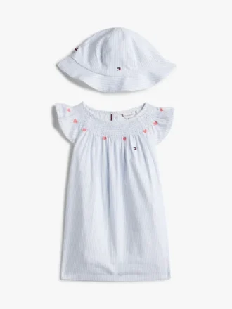 Babies’ Striped Dress and Hat Gift Set