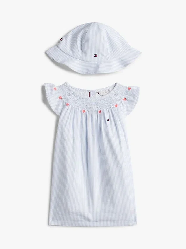 Babies’ Striped Dress and Hat Gift Set Babies’ Striped Dress and Hat Gift Set
