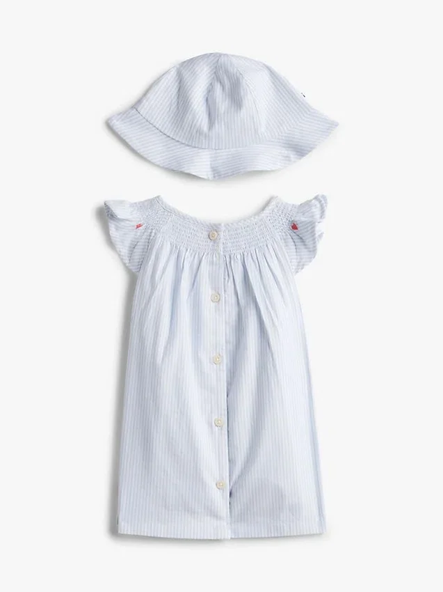 Babies’ Striped Dress and Hat Gift Set Babies’ Striped Dress and Hat Gift Set