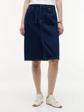 Belted Denim Skirt