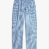 Belted Gingham Seersucker Tapered Pant
