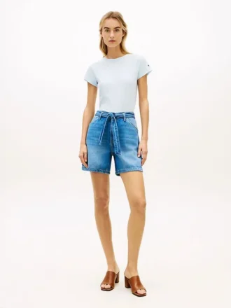 Belted High-Rise Denim Short