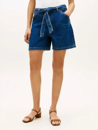 Belted High-Rise Denim Short