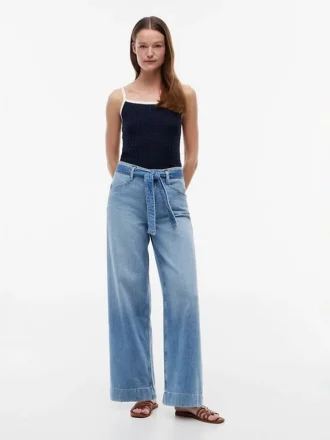 Belted High-Rise Wide Leg Jean