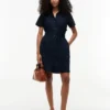 Belted Linen-Cotton Blend Shirtdress