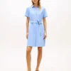 Belted Linen-Cotton Blend Shirtdress