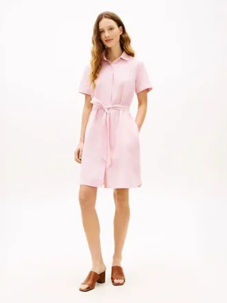 Belted Linen-Cotton Blend Shirtdress