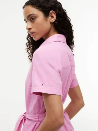 Belted Linen-Cotton Blend Shirtdress