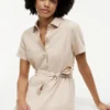 Belted Linen-Cotton Blend Shirtdress