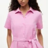 Belted Linen-Cotton Blend Shirtdress