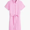 Belted Linen-Cotton Blend Shirtdress