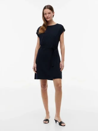 Belted Stretch-Cotton Dress