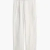 Belted Striped Cotton-Linen Blend Pant