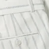 Belted Striped Cotton-Linen Blend Pant
