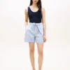 Belted Striped Linen-Blend Short Belted Striped Linen-Blend Short
