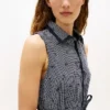 Belted TH Grid Print Crepe Shirtdress