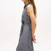 Belted TH Grid Print Crepe Shirtdress
