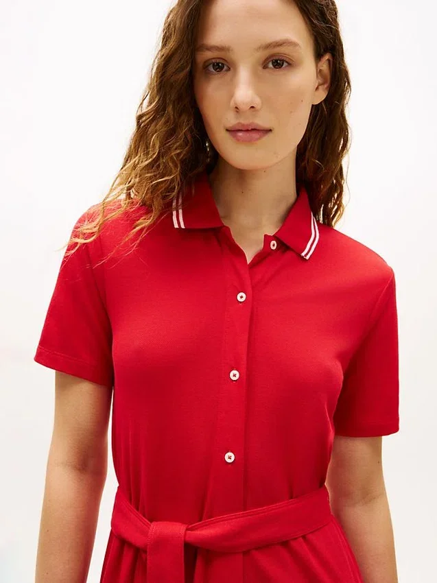 Belted Tipped Midi Polo Dress Belted Tipped Midi Polo Dress